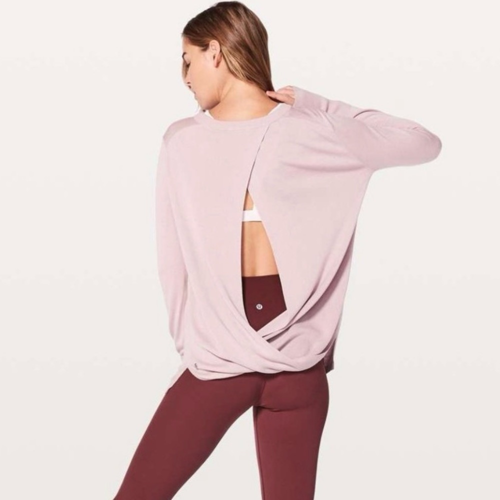 Lululemon Bring It Backbend Sweater Size 10 Open Back Athletic Yoga Pink Trendy